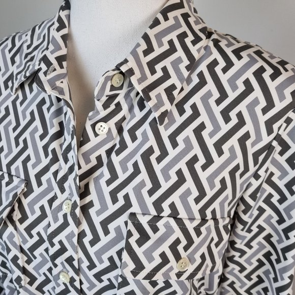 J. McLaughlin Art Deco Shirt Dress Size M - Picture 4 of 11